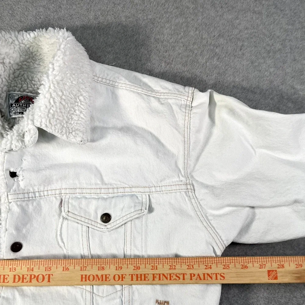 Vintage Authentic Levi's Trucker Jacket Mens Large White Sherpa Lined USA Made